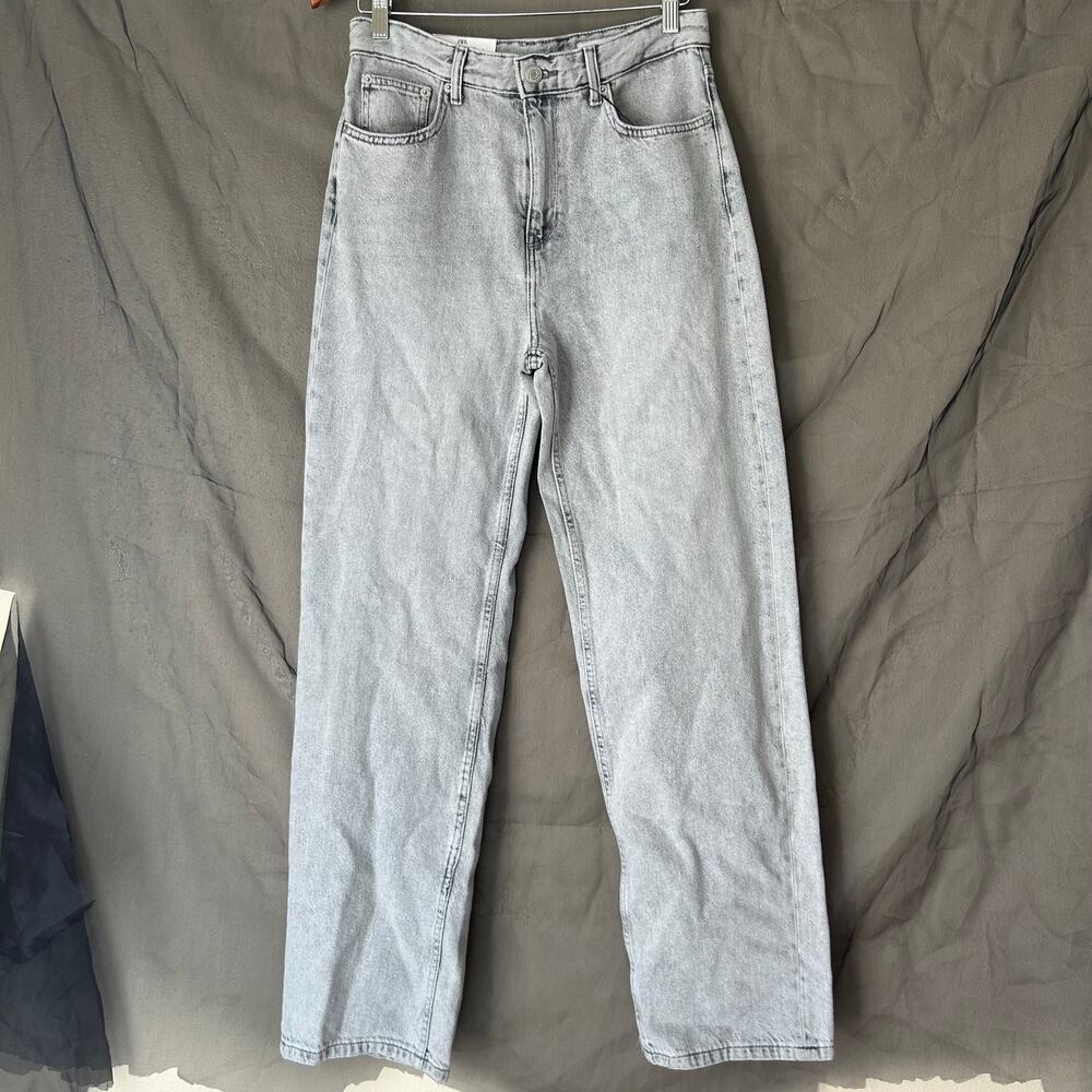 🥶 Zara Signature Denim High Rise Wide Leg Jeans in Grey US Size 6